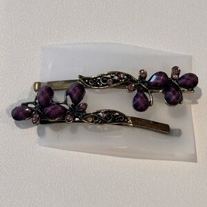 Vintage Fancy Floral Purple and Gold Hair Pin Hair Accessories